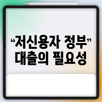저신용자 정부 대출의 필요성