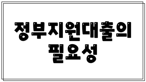 정부지원대출의 필요성