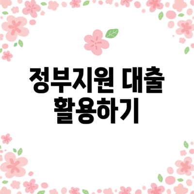 정부지원 대출 활용하기