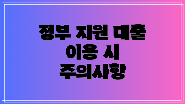 정부 지원 대출 이용 시 주의사항