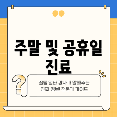 주말 및 공휴일 진료
