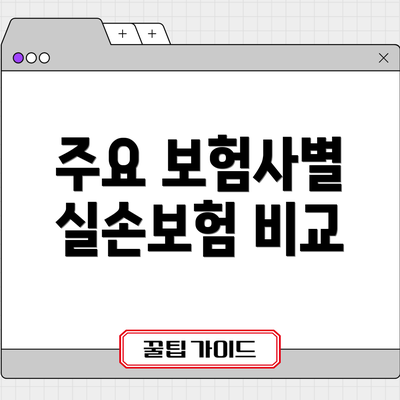 주요 보험사별 실손보험 비교