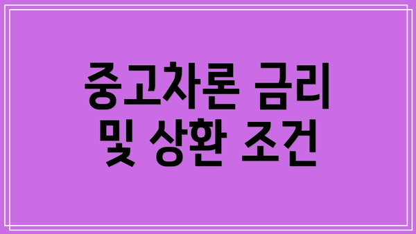중고차론 금리 및 상환 조건