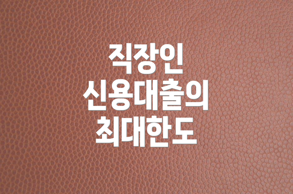 직장인 신용대출의 최대한도