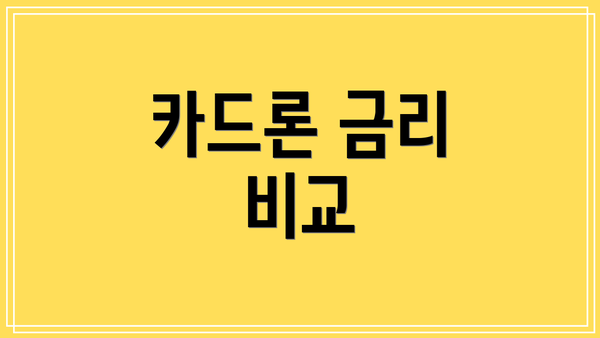카드론 금리 비교