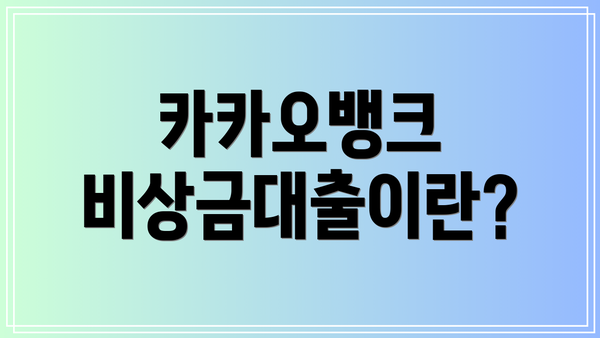 카카오뱅크 비상금대출이란?