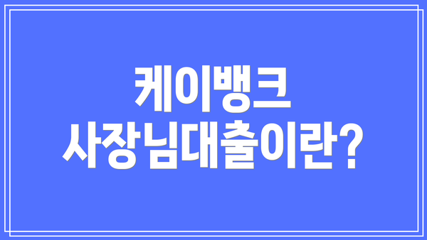 케이뱅크 사장님대출이란?