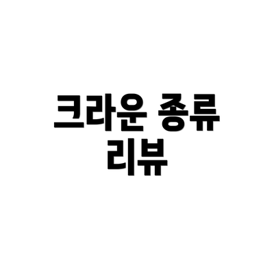 크라운 종류 리뷰