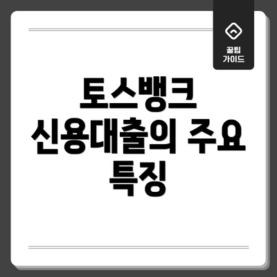 토스뱅크 신용대출의 주요 특징