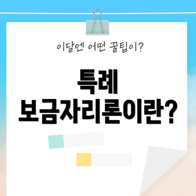 특례 보금자리론이란?