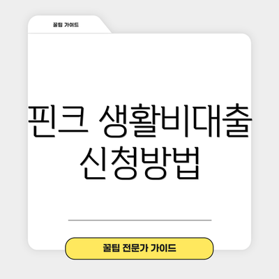 핀크 생활비대출 신청방법