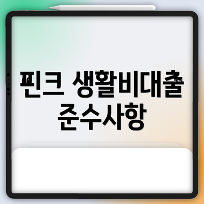 핀크 생활비대출 준수사항