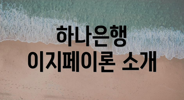 하나은행 이지페이론 소개