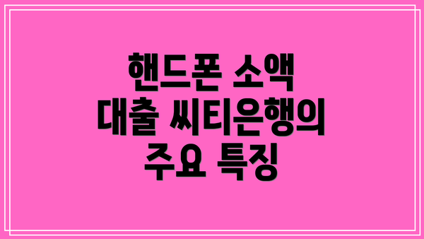 핸드폰 소액 대출 씨티은행의 주요 특징