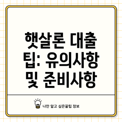 햇살론 대출 팁: 유의사항 및 준비사항