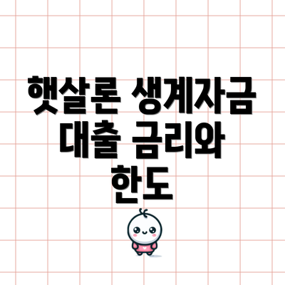 햇살론 생계자금 대출 금리와 한도