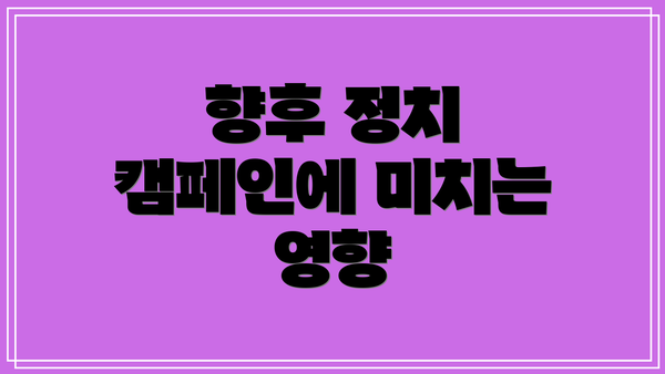 향후 정치 캠페인에 미치는 영향