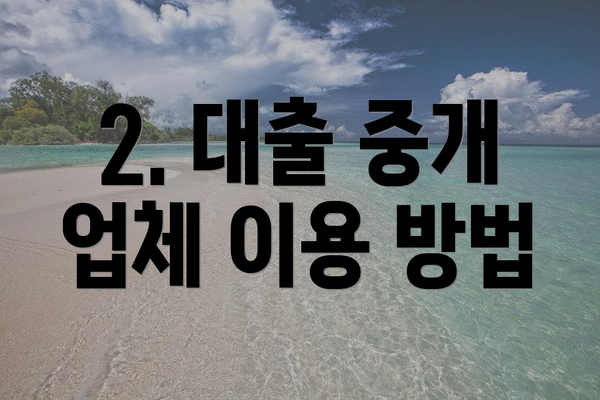 2. 대출 중개 업체 이용 방법