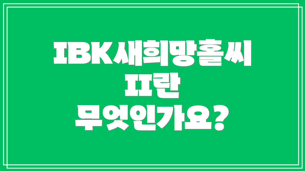 IBK새희망홀씨II란 무엇인가요?