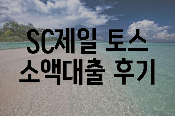 SC제일 토스 소액대출 후기