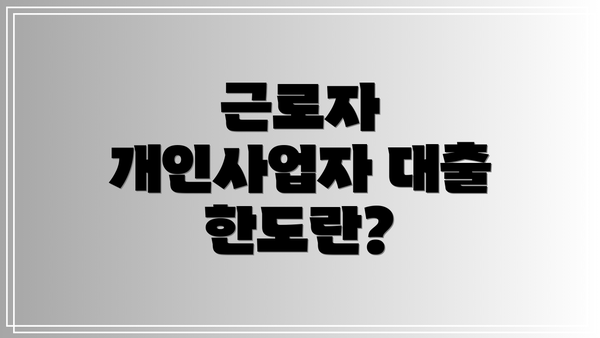 근로자 개인사업자 대출 한도란?