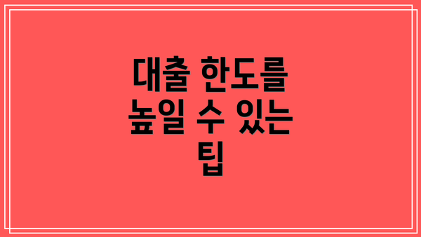 대출 한도를 높일 수 있는 팁