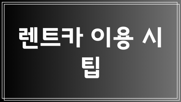 렌트카 이용 시 팁