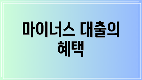 마이너스 대출의 혜택