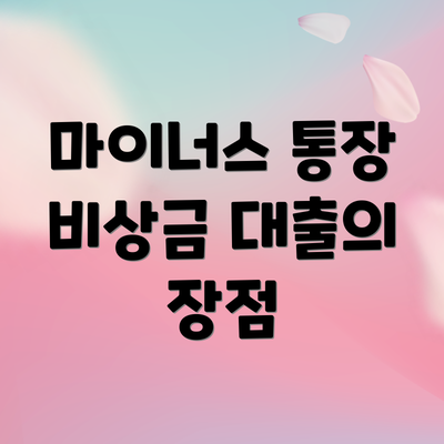 마이너스 통장 비상금 대출의 장점