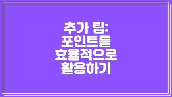 추가 팁: 포인트를 효율적으로 활용하기