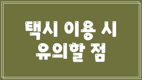 택시 이용 시 유의할 점