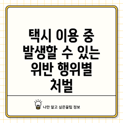 택시 이용 중 발생할 수 있는 위반 행위별 처벌