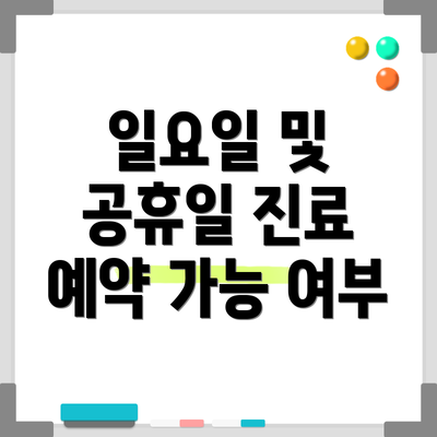 일요일 및 공휴일 진료 예약 가능 여부